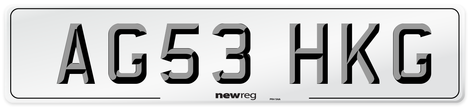 AG53 HKG Number Plate from New Reg
